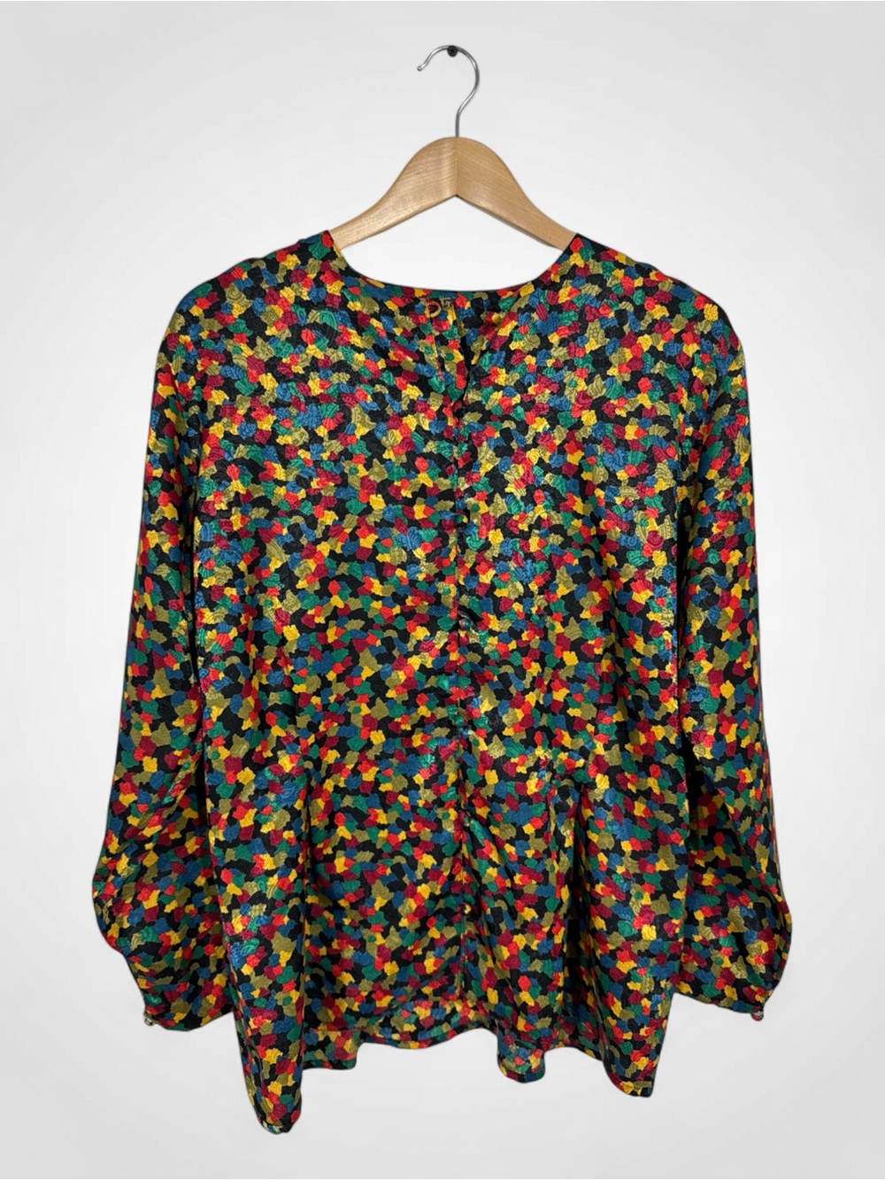 WSH88 {Pierre Cardin} Vintage Primary Color Long Sleeve Button Down Blouse
